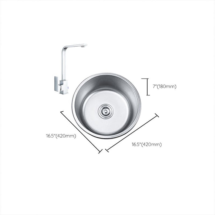 Lisslune | Round Single Bowl Kitchen Sink Stainless Steel Sink with Drain Strainer Set