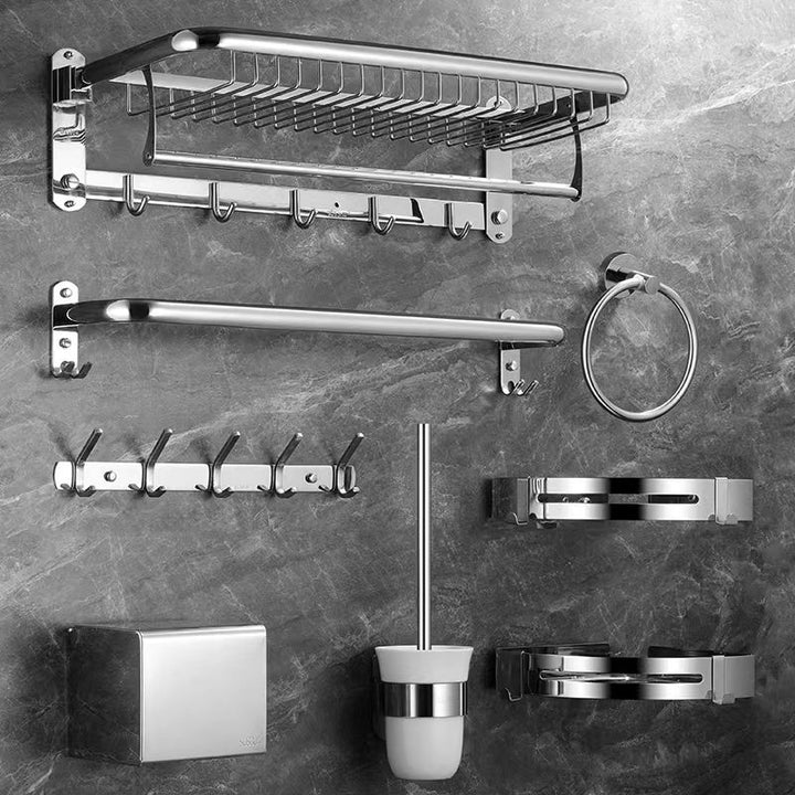 Lisslune | Modern Bathroom Accessory Set Silver Bathroom Accessories Hardware Set