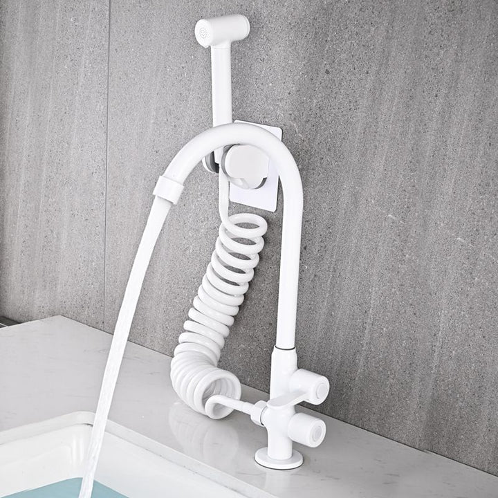 Lisslune | Single Cold Water Valve Uniform Color High Arc Deck Mounted Bathtub Faucet