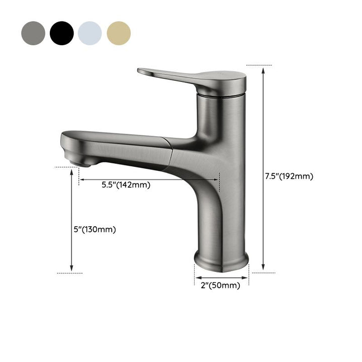 Lisslune | Round Modern Sink Faucet with Pull-Out Single-Hole Basin Faucet