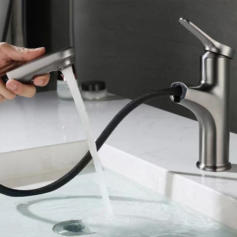 Lisslune | Modern Style Sink Faucet Single Handle Low Arc Pull Down Copper Sink Faucet