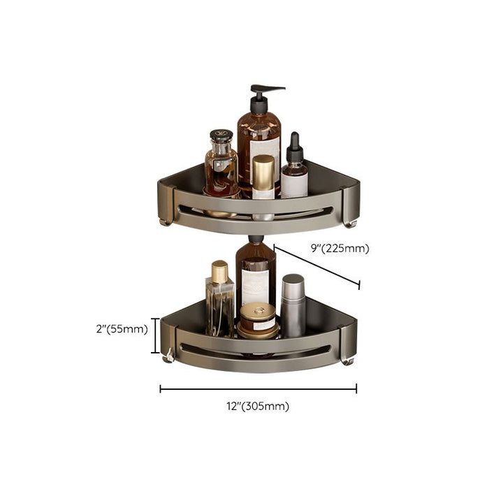 Lisslune | Contemporary Aluminum Bathroom Accessory Set Grey Bath Shelf