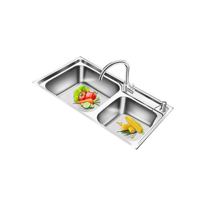 Lisslune | Modern Style Kitchen Sink Stainless Steel 2 Holes Top Mount Kitchen Sink