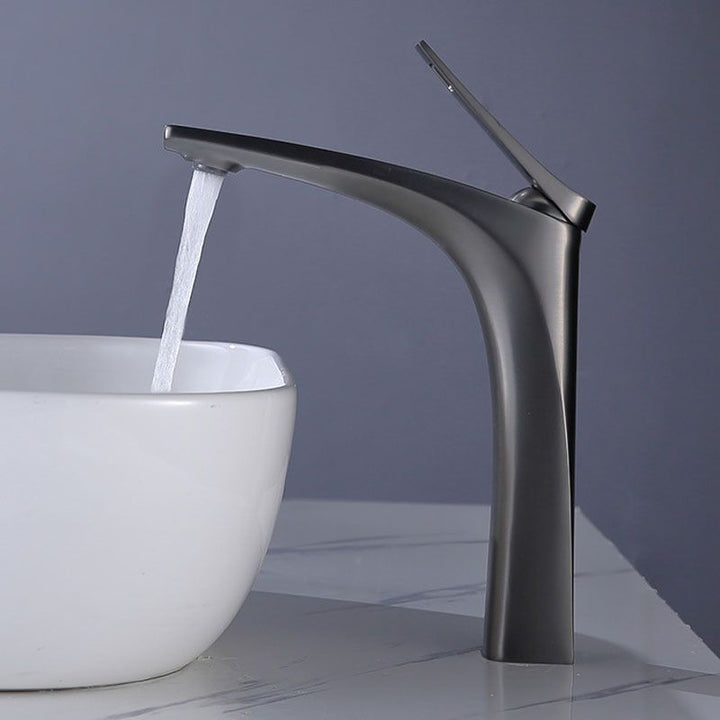 Lisslune | Modern Vessel Faucet Brass Lever Handles Low Arc with Water Hose Bathroom Vessel Faucet