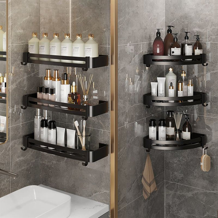 Lisslune | Modern Bathroom Hardware Set Bathroom Shelf Silver/Black Bathroom Accessories Set