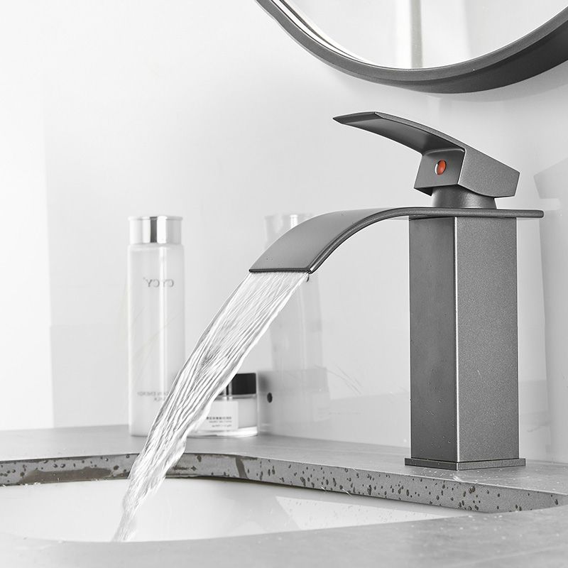 Lisslune | Modern Bathtub Faucet Waterfall Spout Lever Handle Brass Sink Faucet