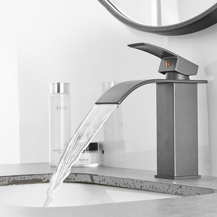 Lisslune | Modern Bathtub Faucet Waterfall Spout Lever Handle Brass Sink Faucet
