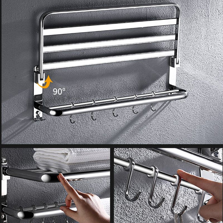 Lisslune | Modern Stainless Steel Bathroom Shelf Paper Holder Bathroom Accessory Set