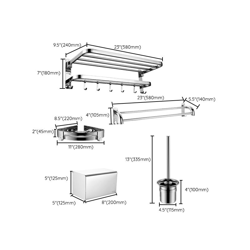 Lisslune | Silver/Black Bathroom Hardware Set Modern Bathroom Accessory Hardware Set