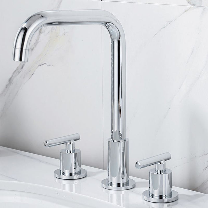 Lisslune | Modern 2-Handle Bathroom Sink Faucet 3-Hole Widespread Bathroom Faucet
