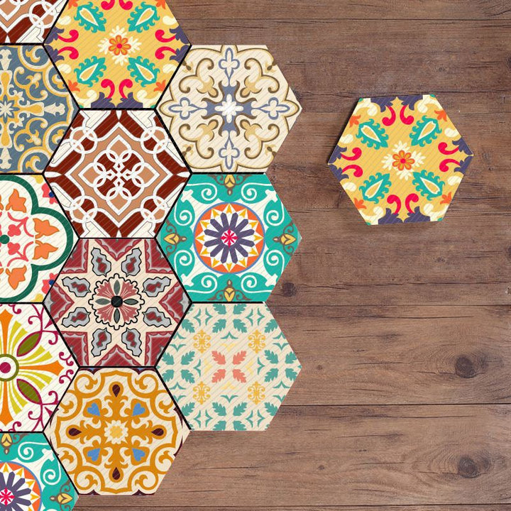 Lisslune | Plastic Mosaic Tile Wallpaper Hexagonal for Stick and Remove Back Wall Tile