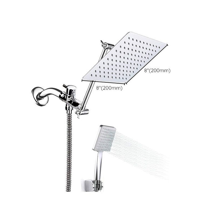 Lisslune | Pull down Dual Shower Head Square High Arch Shower Head Combo in Chrome