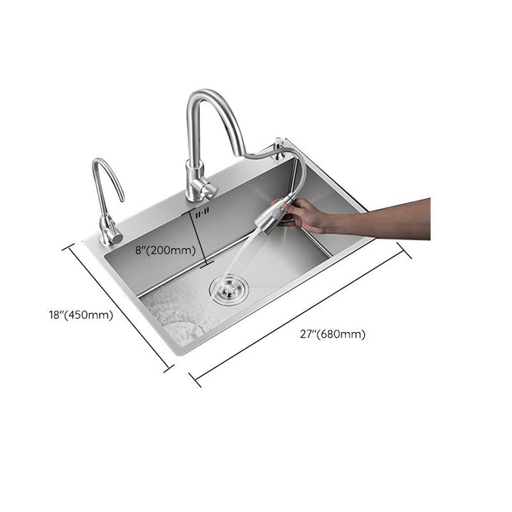 Lisslune | Contemporary Style Kitchen Sink Stainless Steel Colorfast Built-in Sink