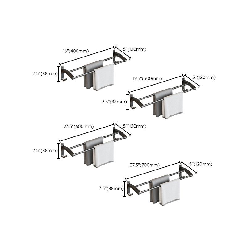 Lisslune | Contemporary Bathroom Accessory Set Matte Black Bathroom Set with Bathrobe Hooks/Towel Bar