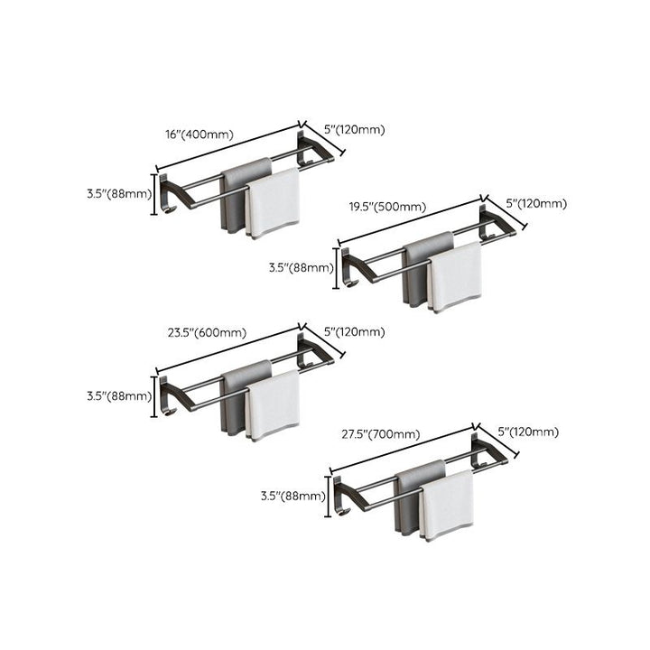 Lisslune | Contemporary Bathroom Accessory Set Matte Black Bathroom Set with Bathrobe Hooks/Towel Bar