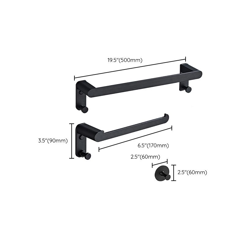 Lisslune | Metal Bathroom Set 5-piece Modern Style Black Bathroom Accessories Set