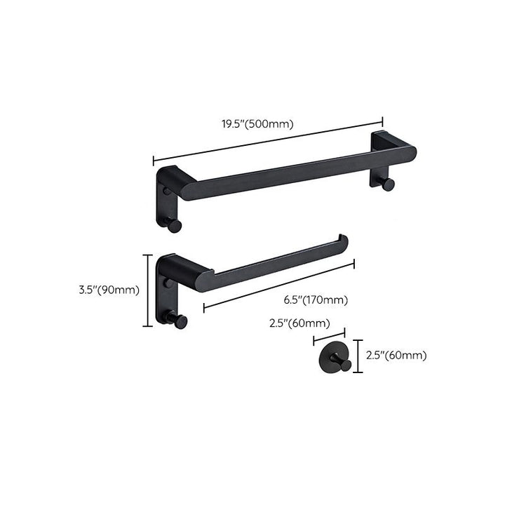 Lisslune | Metal Bathroom Set 5-piece Modern Style Black Bathroom Accessories Set