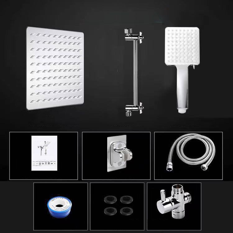Lisslune | Contemporary Pull Down Dual Shower Head Square High Arc Shower Head Combo in Chrome