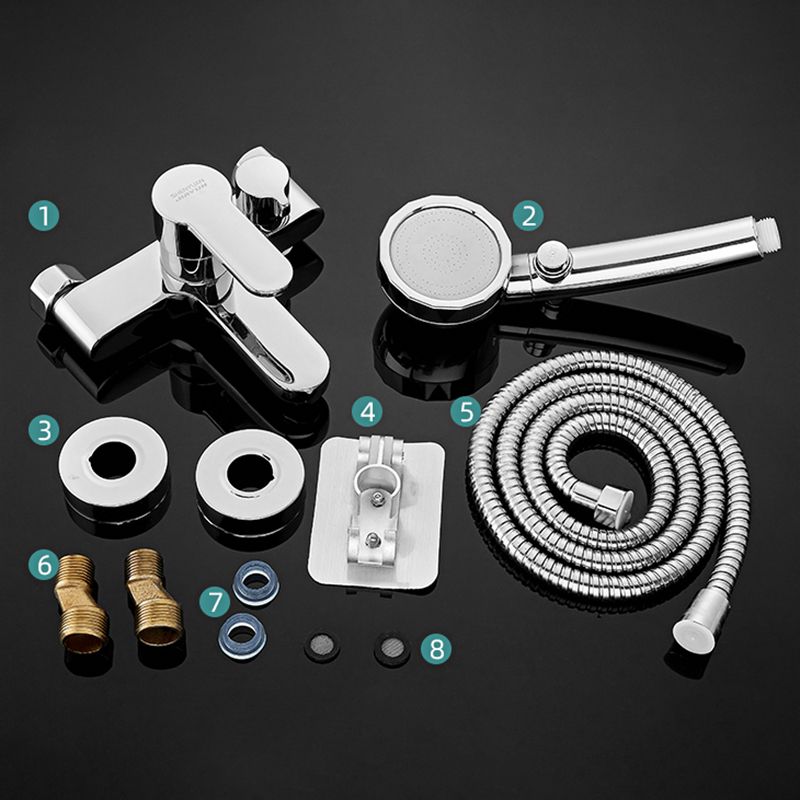 Lisslune | Single Lever Bath Mixer 2 Holes Wall Mounted Hand Shower Low Arc Tub Filler