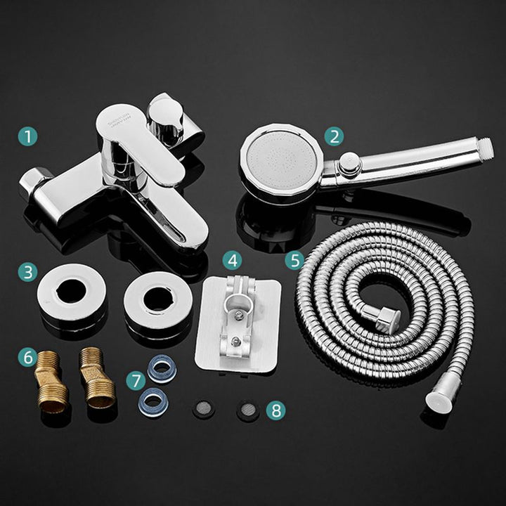 Lisslune | Single Lever Bath Mixer 2 Holes Wall Mounted Hand Shower Low Arc Tub Filler