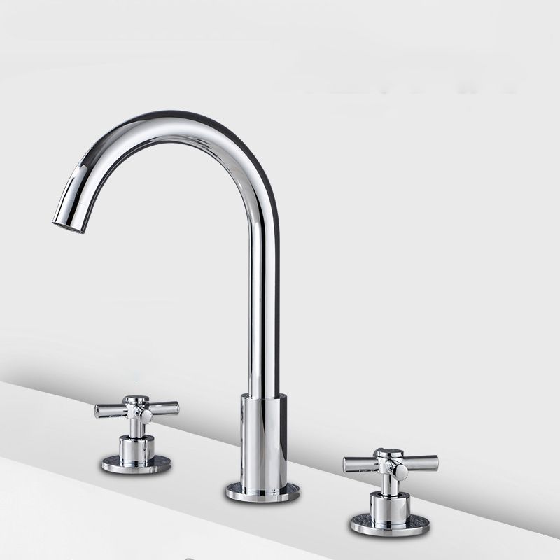 Lisslune | Goose Neck Bathroom Sink Faucet 2 Handles Hot and Cold Water Sink Faucet with Drain