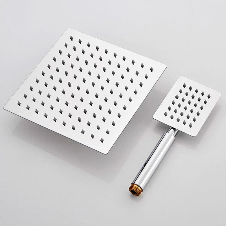 Lisslune | Silver Square Double Shower Head Modern Water Filtration Wall Mounted Shower Head
