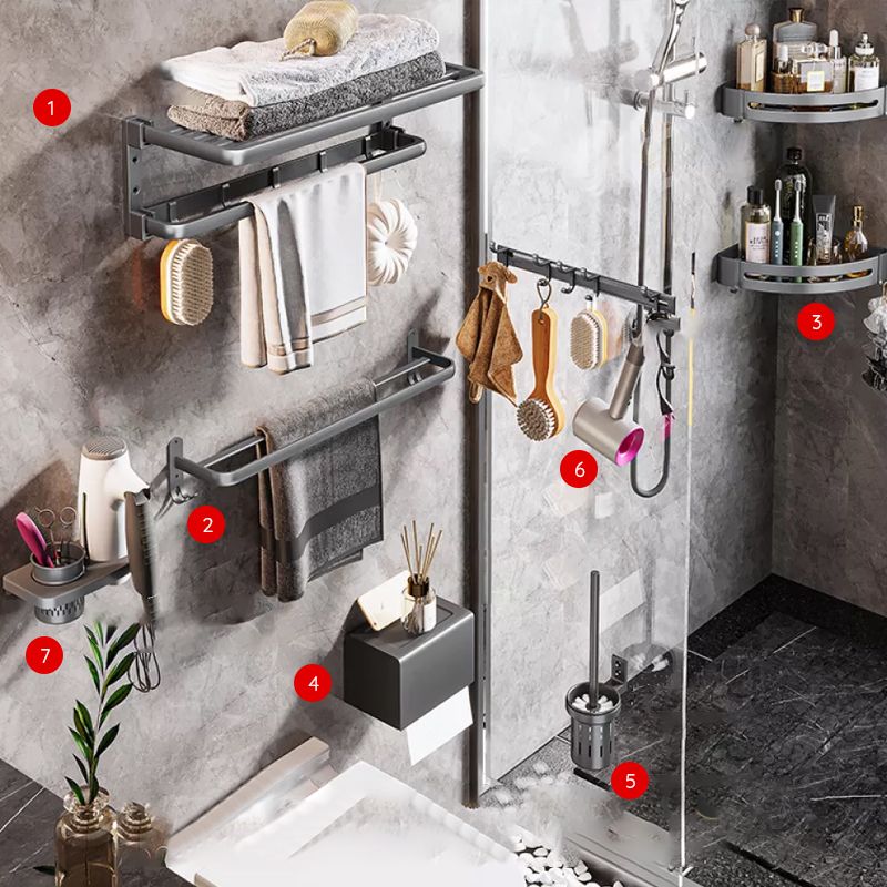 Lisslune | Modern Bathroom Accessory Hardware Set Gray Towel Bar Bathroom Shelf Bathroom Hardware Set