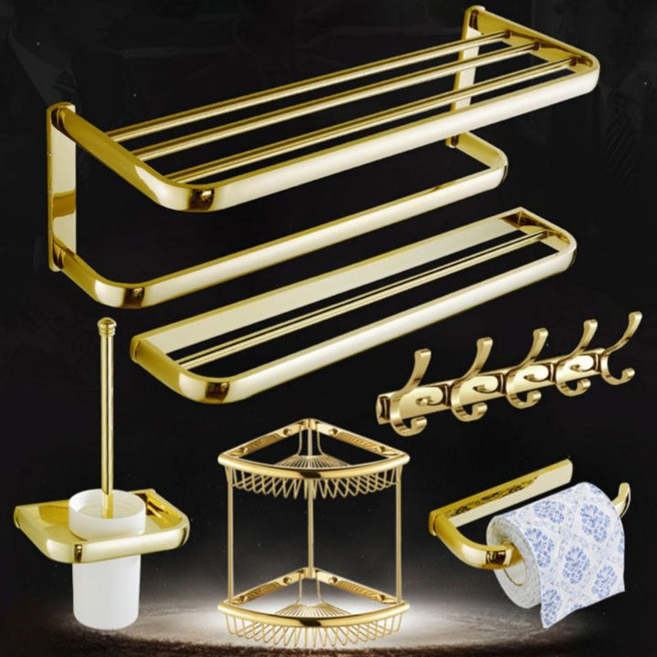 Lisslune | Chrome/Gold Bathroom Accessories Set Modern Metal Bathroom Hardware Set