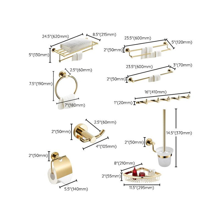 Lisslune | 4 Pieces Traditional Bathroom Accessory Set Brass Bathroom Set in Matte Gold