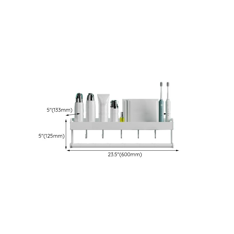 Lisslune | 2-piece modern bathroom accessory set White rectangular wall shelf