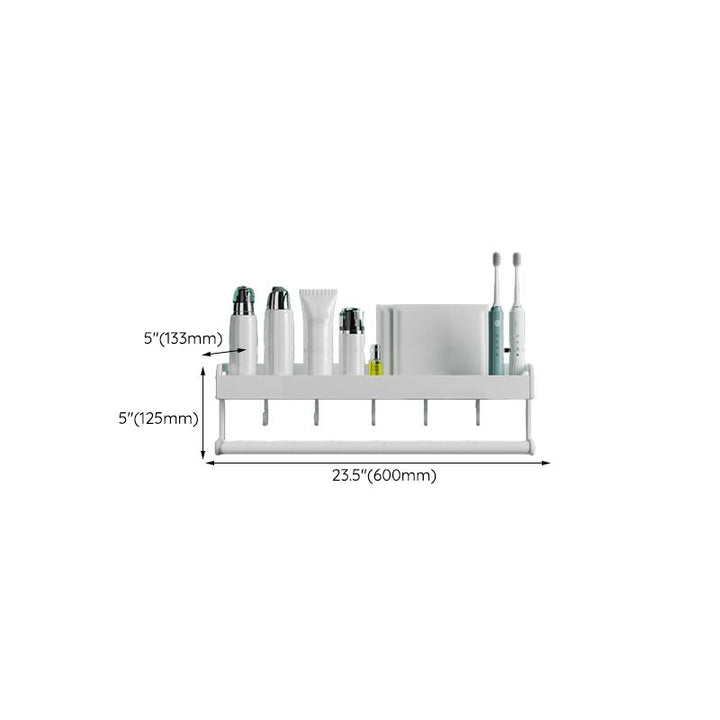 Lisslune | 2-piece modern bathroom accessory set White rectangular wall shelf
