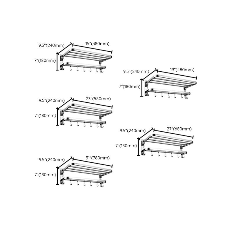 Lisslune | Modern Bathroom Accessory Set Made of Chrome-Plated Stainless Steel with Bathrobe Hook/Towel Bar