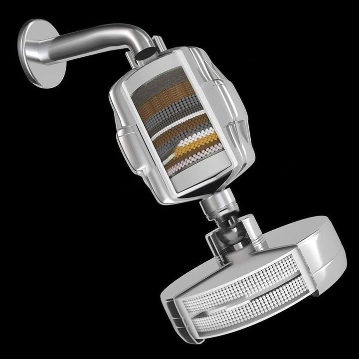 Lisslune | Contemporary fixed shower head in silver with Katalyst wall-mounted shower head
