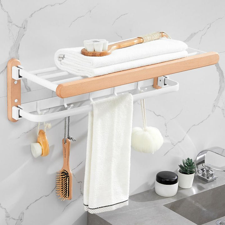 Lisslune | White 7-piece bathroom accessory set wood and metal bath set