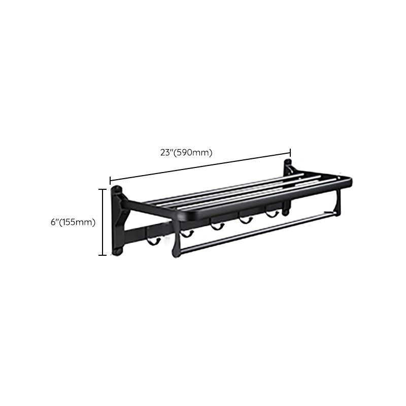 Lisslune | Contemporary Bathroom Accessory Set Black Surface Bathrobe Hook/Towel Ring Bar