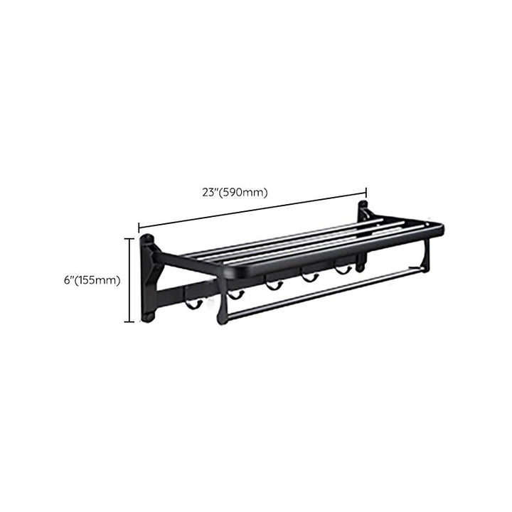 Lisslune | Contemporary Bathroom Accessory Set Black Surface Bathrobe Hook/Towel Ring Bar