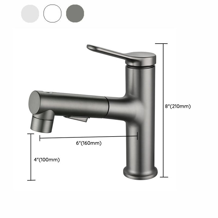 Lisslune | Extendable Bathroom Faucet Brass Modern Faucet with Water Hose