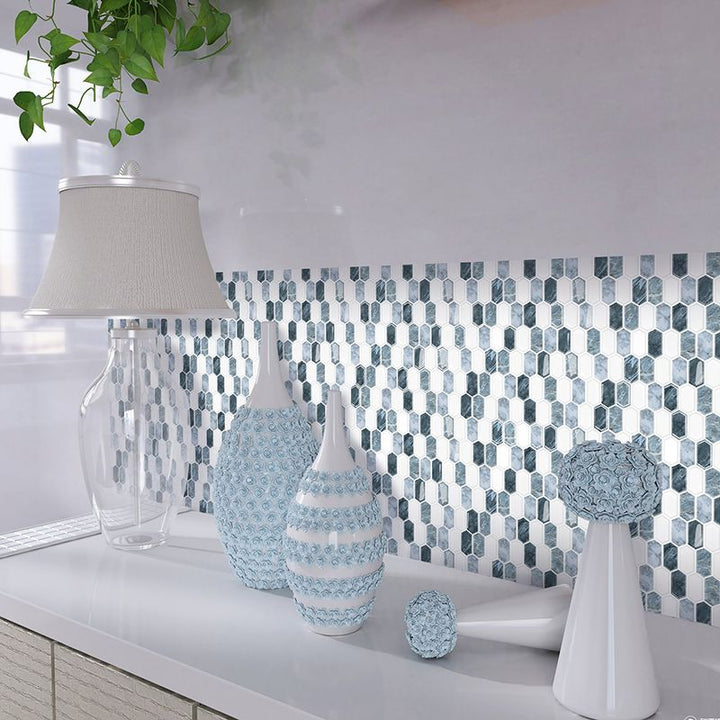 Lisslune | Polygon Peel and Stick Wall Tile PVC 30 cm x 30 cm Peel and Stick Tile for the Kitchen