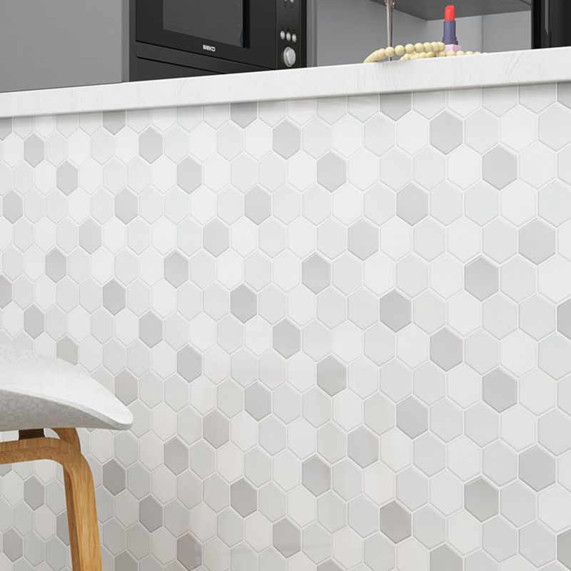 Lisslune | Peel-and-Stick Tiles Hexagonal Waterproof PVC Peel & Stick Mosaic Tile for Shower