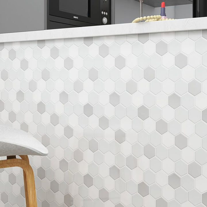 Lisslune | Peel-and-Stick Tiles Hexagonal Waterproof PVC Peel & Stick Mosaic Tile for Shower