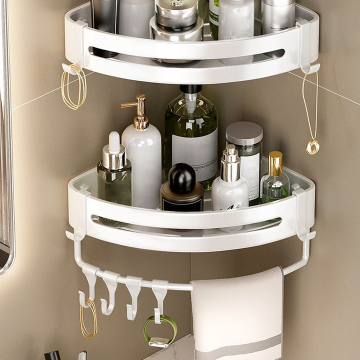 Lisslune | Modern white finish bathroom shelf rectangular & triangle bathroom hardware set