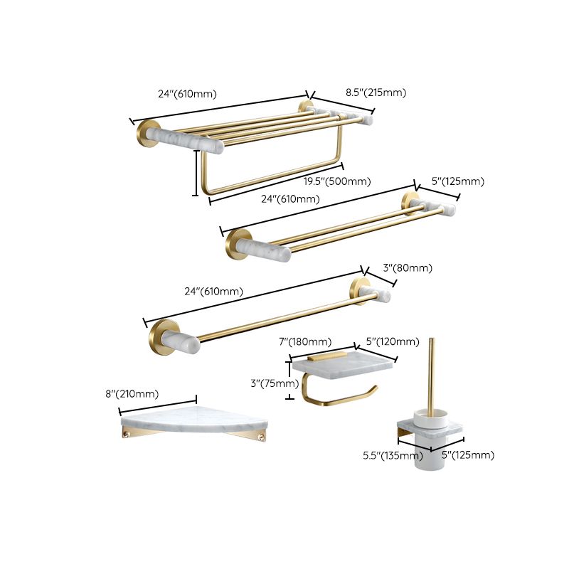 Lisslune | 7-piece bathroom accessory set marble and metal bathroom hardware