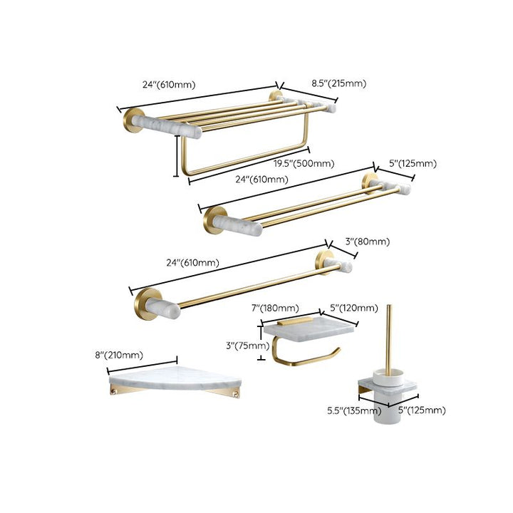 Lisslune | 7-piece bathroom accessory set marble and metal bathroom hardware