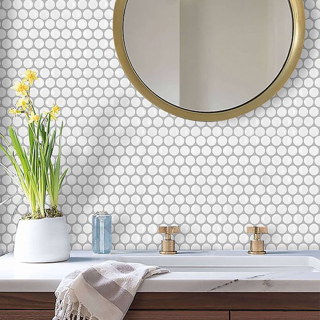 Lisslune | Modern Peel and Stick Tiles PVC Penny Round Peel and Stick Back Wall Tiles