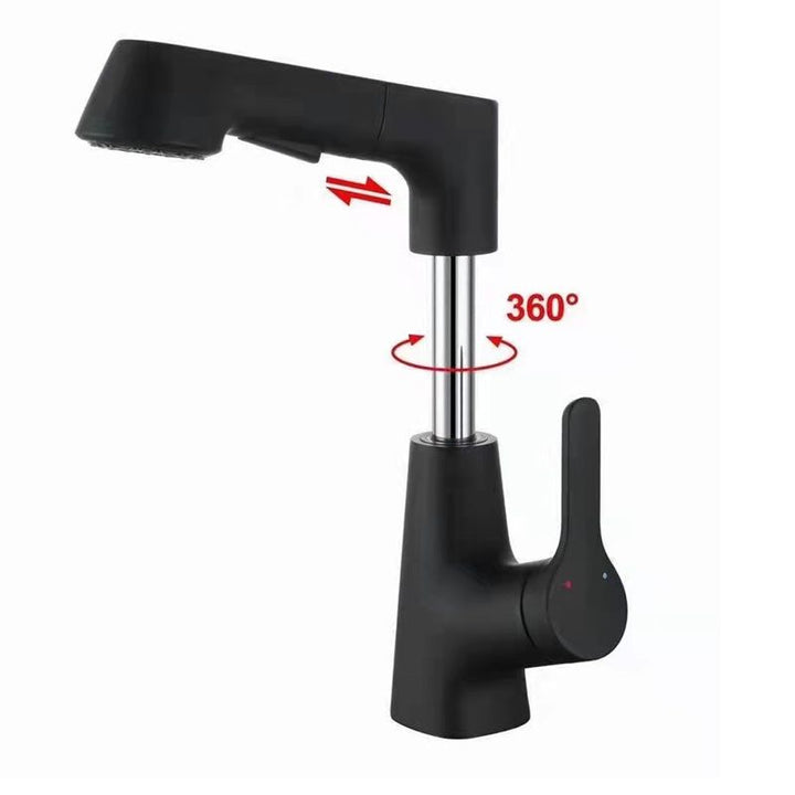 Lisslune | Centered Sink Faucet Contemporary Pull-Out Faucet with Single Handle Operation