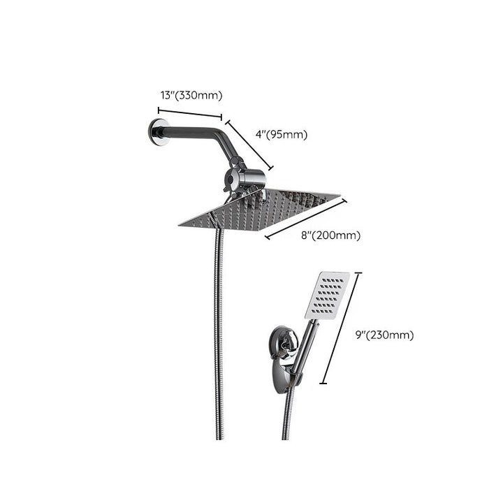 Lisslune | Silver Square Double Shower Head Modern Water Filtration Wall Mounted Shower Head