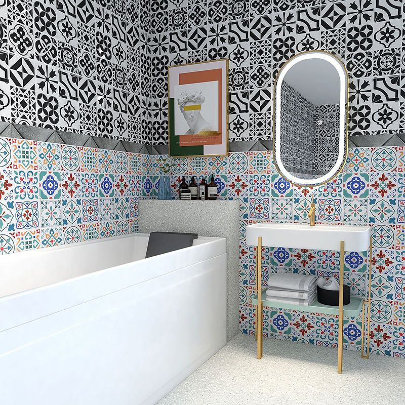 Lisslune | Square Print Plastic Peel & Stick Tile Field Tile for Backsplash