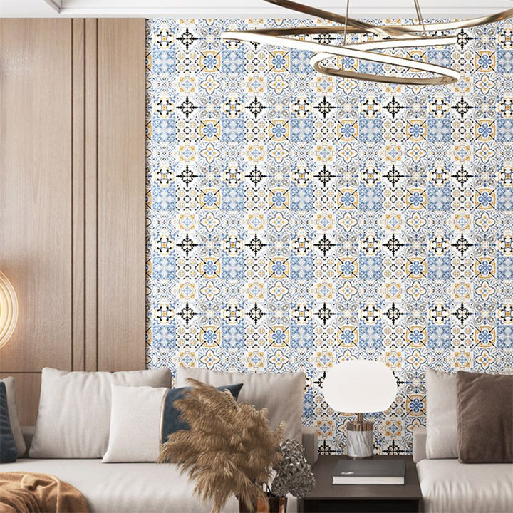 Lisslune | PVC Peel and Stick Tile 12" x 23" Rectangular Grid Waterproof Peel and Stick Tiles 10 Pack