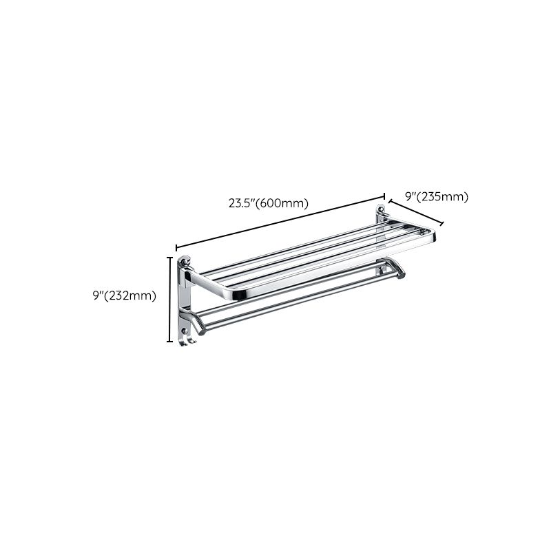 Lisslune | Chrome Modern Bathroom Hardware Set Stainless Steel Towel Hook/Towel Bar & Bath Shelf