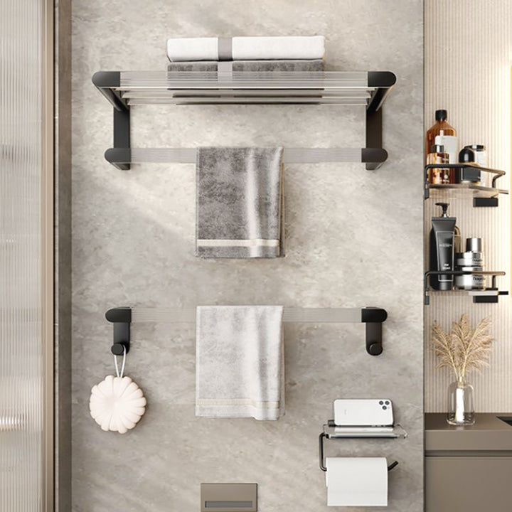 Lisslune | Black Bathroom Set Metallic & Acrylic Bathroom Accessory Set made of Stainless Steel Aluminium